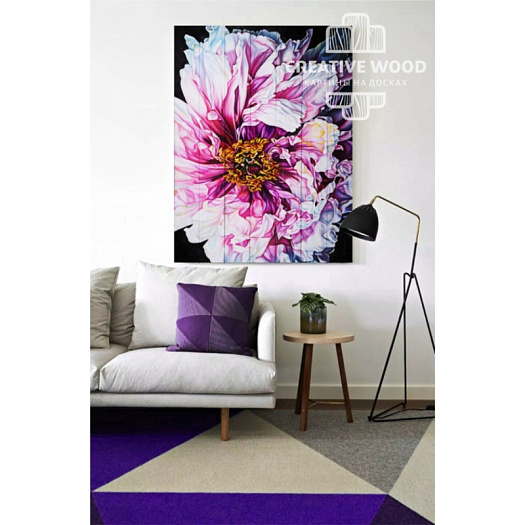 Картины в интерьере артикул Цветы - 10 Фиолетовый пион, Цветы, Creative Wood